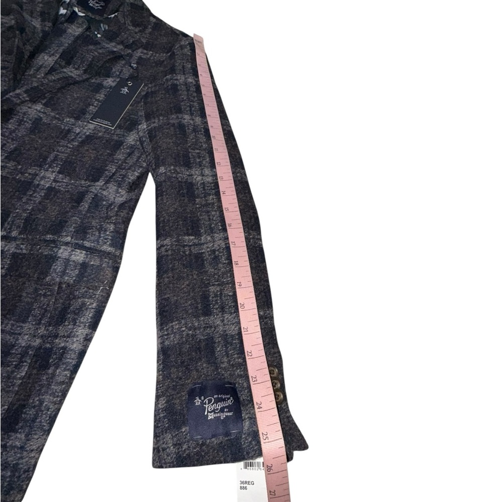 Original Penguin "Orlan" Slim Fit Sport Coat in a textured grey plaid 36R nwt - Picture 5 of 9